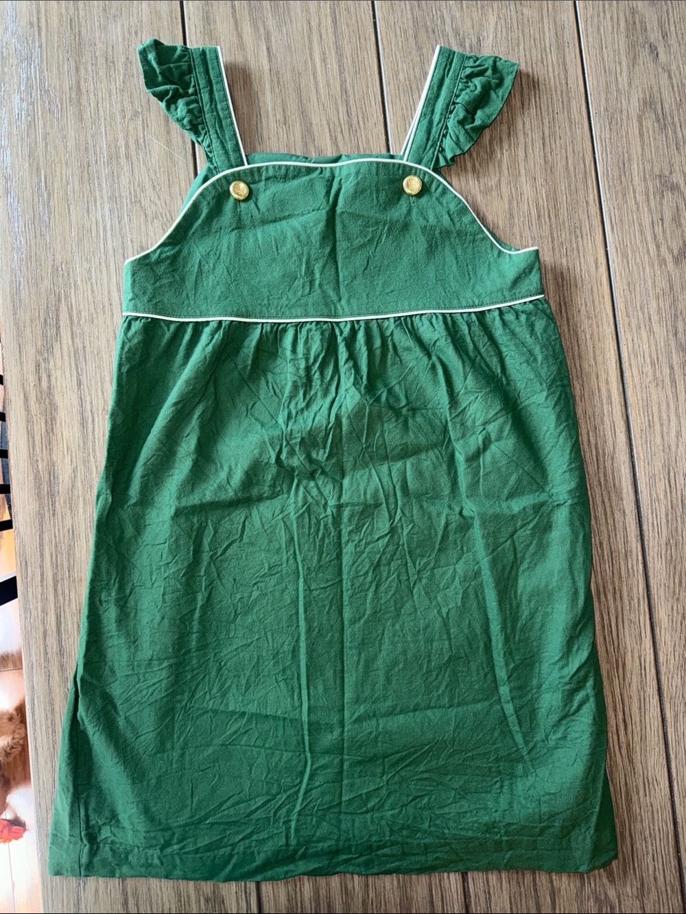 The Beaufort Bonnet Company Green Pinafore with Ruffle Straps
